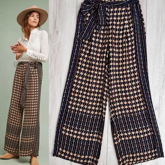 Anthropologie Ett Twa Metzner Wide-Leg Trousers Size 4/Lady of Leisure Aesthetic - Picture 1 of 16